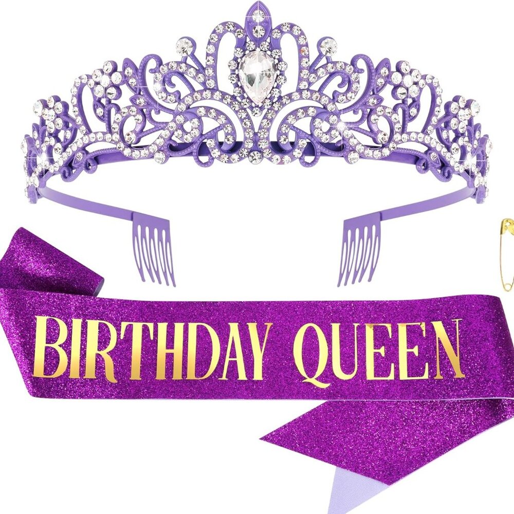 Birthday Sash For Women Happy Birthday Crown Tiaras For Women Queen Princess Hea
